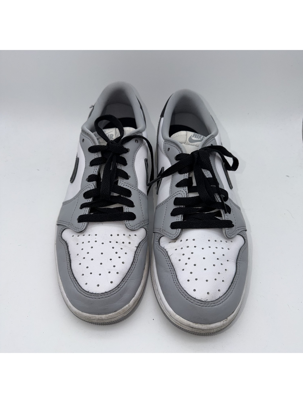 Nike Air Jordan 1 Low White and Grey Sneakers with Black Swoosh Size 11